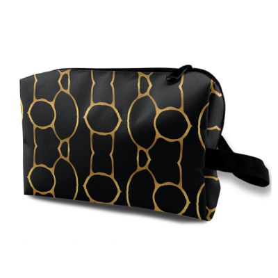 TropicalLife NIXUX Cosmetic Bag for Women Elegant Geometry Print Make up Bag Travel Waterproof Toiletry Bag Zipper Portable Small Pencil Brushes Bag with Handle Strap