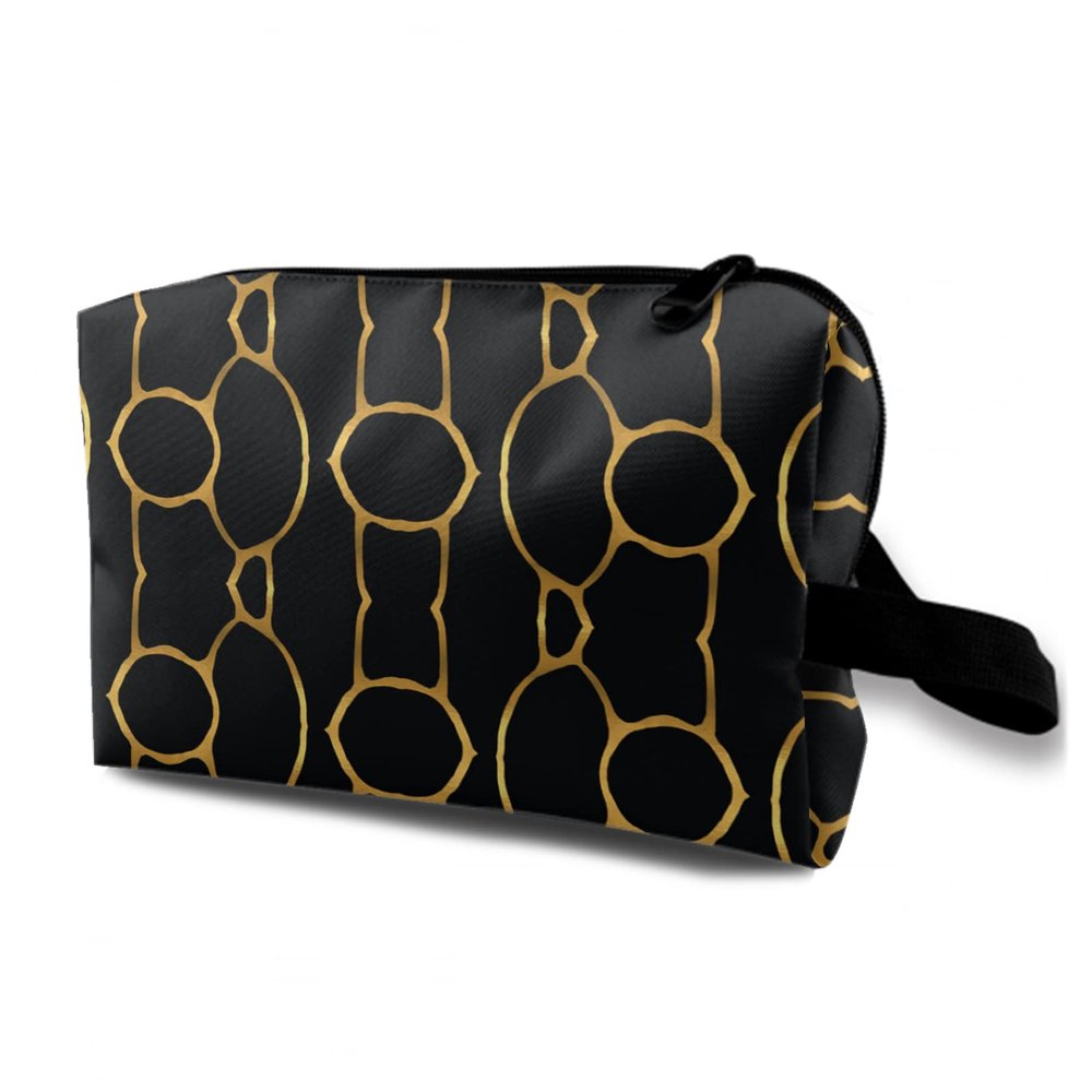 TropicalLife NIXUX Cosmetic Bag for Women Elegant Geometry Print Make up Bag Travel Waterproof Toiletry Bag Zipper Portable Small Pencil Brushes Bag with Handle Strap