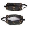TropicalLife NIXUX Cosmetic Bag for Women Golden Knives and Forks Make up Bag Travel Waterproof Toiletry Bag Zipper Portable Small Pencil Brushes Bag with Handle Strap view 3