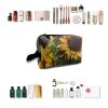 TropicalLife NIXUX Cosmetic Bag for Women Butterflies Are on Sunflowers Make up Bag Travel Waterproof Toiletry Bag Zipper Portable Small Pencil Brushes Bag with Handle Strap view 4