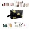 TropicalLife NIXUX Cosmetic Bag for Women Lemon Pattern Make up Bag Travel Waterproof Toiletry Bag Zipper Portable Small Pencil Brushes Bag with Handle Strap view 4