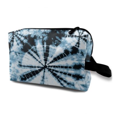 TropicalLife NIXUX Cosmetic Bag for Women Abstract Tie Dye Print Make up Bag Travel Waterproof Toiletry Bag Zipper Portable Small Pencil Brushes Bag with Handle Strap
