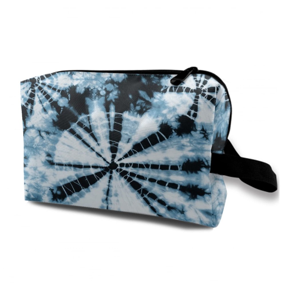 TropicalLife NIXUX Cosmetic Bag for Women Abstract Tie Dye Print Make up Bag Travel Waterproof Toiletry Bag Zipper Portable Small Pencil Brushes Bag with Handle Strap