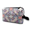 TropicalLife NIXUX Cosmetic Bag for Women Repeated Flowers and Patterns Make up Bag Travel Waterproof Toiletry Bag Zipper Portable Small Pencil Brushes Bag with Handle Strap view 1