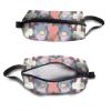 TropicalLife NIXUX Cosmetic Bag for Women Repeated Flowers and Patterns Make up Bag Travel Waterproof Toiletry Bag Zipper Portable Small Pencil Brushes Bag with Handle Strap view 3