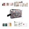 TropicalLife NIXUX Cosmetic Bag for Women Repeated Flowers and Patterns Make up Bag Travel Waterproof Toiletry Bag Zipper Portable Small Pencil Brushes Bag with Handle Strap view 4