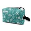 TropicalLife NIXUX Cosmetic Bag for Women Color Music Note Make up Bag Travel Waterproof Toiletry Bag Zipper Portable Small Pencil Brushes Bag with Handle Strap view 1