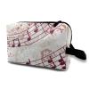 TropicalLife NIXUX Cosmetic Bag for Women Music Staff and Floral Make up Bag Travel Waterproof Toiletry Bag Zipper Portable Small Pencil Brushes Bag with Handle Strap view 1