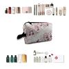 TropicalLife NIXUX Cosmetic Bag for Women Music Staff and Floral Make up Bag Travel Waterproof Toiletry Bag Zipper Portable Small Pencil Brushes Bag with Handle Strap view 4