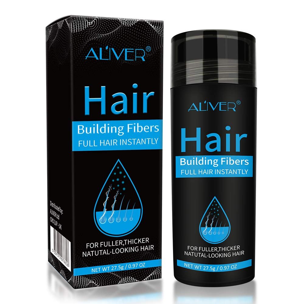 ELAIMEI Black Hair Fibers for Thinning Hair, Natural Formula, Unscented Powder, Black, Unisex Adult, Men & Women