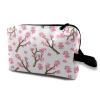 TropicalLife NIXUX Cosmetic Bag for Women Japanese Cherry Blossoms Make up Bag Travel Waterproof Toiletry Bag Zipper Portable Small Pencil Brushes Bag with Handle Strap view 1
