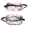 TropicalLife NIXUX Cosmetic Bag for Women Japanese Cherry Blossoms Make up Bag Travel Waterproof Toiletry Bag Zipper Portable Small Pencil Brushes Bag with Handle Strap view 3