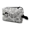 TropicalLife NIXUX Cosmetic Bag for Women Diary of The Voyage Make up Bag Travel Waterproof Toiletry Bag Zipper Portable Small Pencil Brushes Bag with Handle Strap view 1