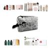 TropicalLife NIXUX Cosmetic Bag for Women Diary of The Voyage Make up Bag Travel Waterproof Toiletry Bag Zipper Portable Small Pencil Brushes Bag with Handle Strap view 4