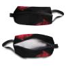 TropicalLife NIXUX Cosmetic Bag for Women Red and White Rose Pattern Make up Bag Travel Waterproof Toiletry Bag Zipper Portable Small Pencil Brushes Bag with Handle Strap view 3