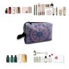 TropicalLife NIXUX Cosmetic Bag for Women Indian National Flowers Make up Bag Travel Waterproof Toiletry Bag Zipper Portable Small Pencil Brushes Bag with Handle Strap view 4