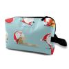 TropicalLife NIXUX Cosmetic Bag for Women Merry Xmas Theme Make up Bag Travel Waterproof Toiletry Bag Zipper Portable Small Pencil Brushes Bag with Handle Strap view 1