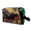 TropicalLife NIXUX Cosmetic Bag for Women A Ferocious Portrait of A Dinosaur Make up Bag Travel Waterproof Toiletry Bag Zipper Portable Small Pencil Brushes Bag with Handle Strap view 1