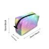 TropicalLife NIXUX Cosmetic Bag for Women Flashing Rainbow Make up Bag Travel Waterproof Toiletry Bag Zipper Portable Small Pencil Brushes Bag with Handle Strap view 2
