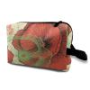 TropicalLife NIXUX Cosmetic Bag for Women Red Poppies And Butterflies Make up Bag Travel Waterproof Toiletry Bag Zipper Portable Small Pencil Brushes Bag with Handle Strap view 1