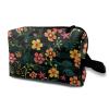 TropicalLife NIXUX Cosmetic Bag for Women Repeated Patterns Of Flowers And Leaves Make up Bag Travel Waterproof Toiletry Bag Zipper Portable Small Pencil Brushes Bag with Handle Strap view 1