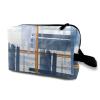 TropicalLife NIXUX Cosmetic Bag for Women Striped Grid Print Make up Bag Travel Waterproof Toiletry Bag Zipper Portable Small Pencil Brushes Bag with Handle Strap view 1