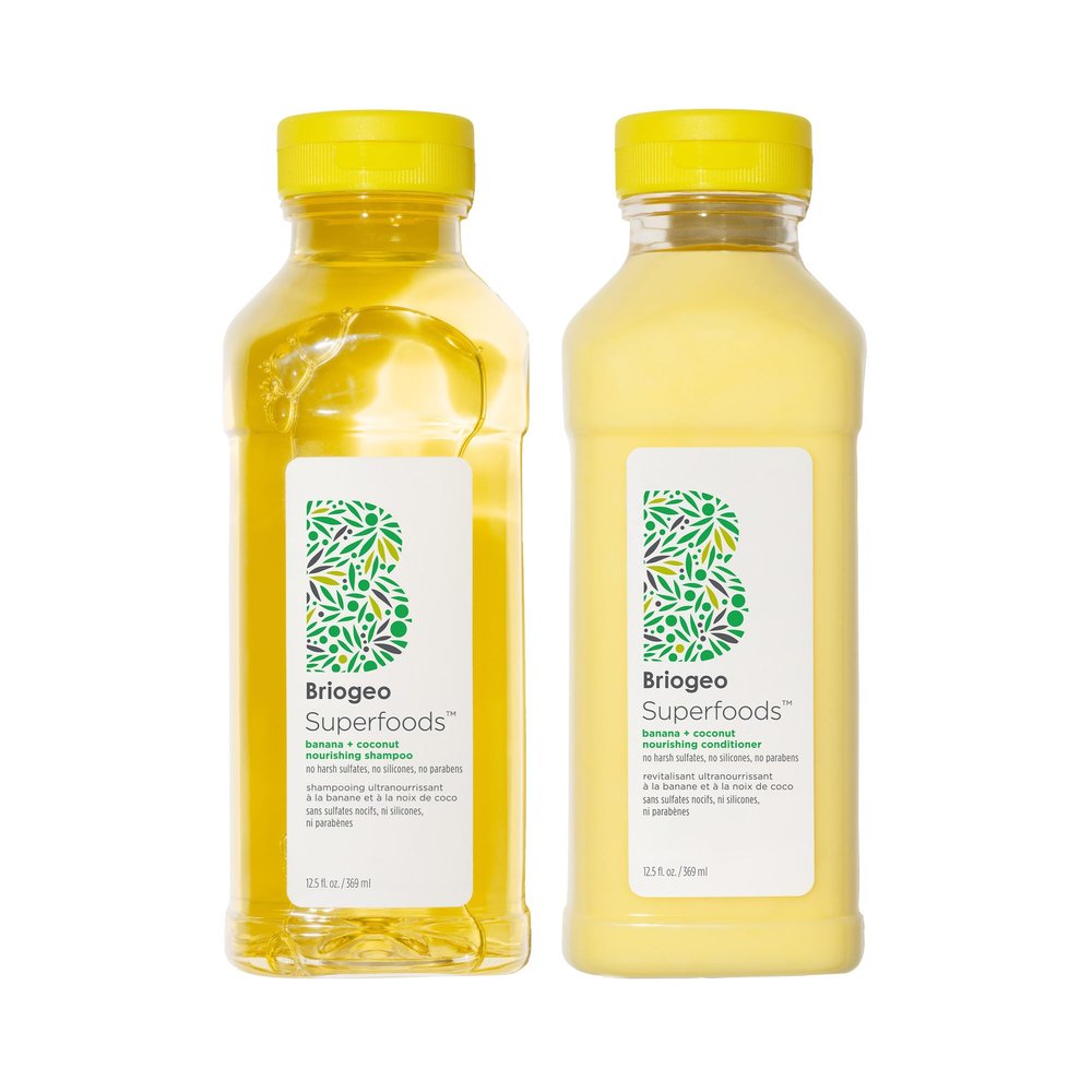 Briogeo Superfoods Banana + Coconut Hair Pack, Replenish Dull, Dry Hair and Supports Healthy Hair and Scalp, Moisturizing for All Hair Textures, Hydrating Cleanse, Vegan, Cruelty-Free, 2 x 12.5 fl oz