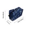TropicalLife NIXUX Cosmetic Bag for Women Blue Marble Texture Make up Bag Travel Waterproof Toiletry Bag Zipper Portable Small Pencil Brushes Bag with Handle Strap view 2