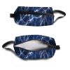 TropicalLife NIXUX Cosmetic Bag for Women Blue Marble Texture Make up Bag Travel Waterproof Toiletry Bag Zipper Portable Small Pencil Brushes Bag with Handle Strap view 3