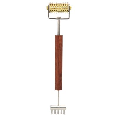 Face Massage Roller,Copper Wooden Handle Skin Roller Double Head Facial Skin Care Tool for Promote Blood Circulation