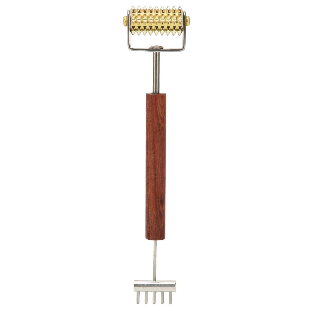 Face Massage Roller,Copper Wooden Handle Skin Roller Double Head Facial Skin Care Tool for Promote Blood Circulation