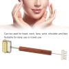 Face Massage Roller,Copper Wooden Handle Skin Roller Double Head Facial Skin Care Tool for Promote Blood Circulation view 4
