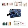 TropicalLife NIXUX Cosmetic Bag for Women Navy Camouflage Pattern Make up Bag Travel Waterproof Toiletry Bag Zipper Portable Small Pencil Brushes Bag with Handle Strap view 4