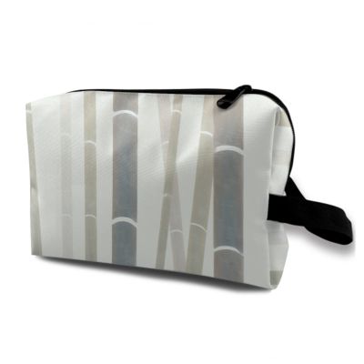 TropicalLife NIXUX Cosmetic Bag for Women Oriental Style Bamboo Forest Background Make up Bag Travel Waterproof Toiletry Bag Zipper Portable Small Pencil Brushes Bag with Handle Strap