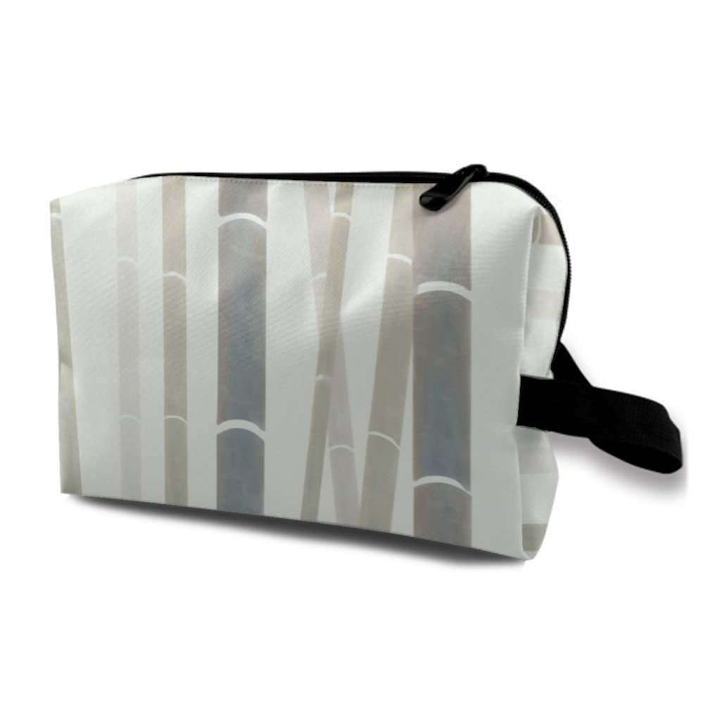 TropicalLife NIXUX Cosmetic Bag for Women Oriental Style Bamboo Forest Background Make up Bag Travel Waterproof Toiletry Bag Zipper Portable Small Pencil Brushes Bag with Handle Strap