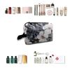 TropicalLife NIXUX Cosmetic Bag for Women Watercolor Hibiscus Pattern Make up Bag Travel Waterproof Toiletry Bag Zipper Portable Small Pencil Brushes Bag with Handle Strap view 4