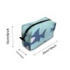TropicalLife NIXUX Cosmetic Bag for Women Cartoon Shark Pattern Make up Bag Travel Waterproof Toiletry Bag Zipper Portable Small Pencil Brushes Bag with Handle Strap view 2