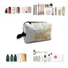 TropicalLife NIXUX Cosmetic Bag for Women Watercolor Flower Pattern Make up Bag Travel Waterproof Toiletry Bag Zipper Portable Small Pencil Brushes Bag with Handle Strap view 4