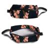 TropicalLife NIXUX Cosmetic Bag for Women Plums and Blue Butterflies Make up Bag Travel Waterproof Toiletry Bag Zipper Portable Small Pencil Brushes Bag with Handle Strap view 3