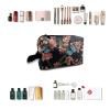 TropicalLife NIXUX Cosmetic Bag for Women Plums and Blue Butterflies Make up Bag Travel Waterproof Toiletry Bag Zipper Portable Small Pencil Brushes Bag with Handle Strap view 4