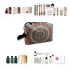 TropicalLife NIXUX Cosmetic Bag for Women Bohemian Pattern Make up Bag Travel Waterproof Toiletry Bag Zipper Portable Small Pencil Brushes Bag with Handle Strap view 4