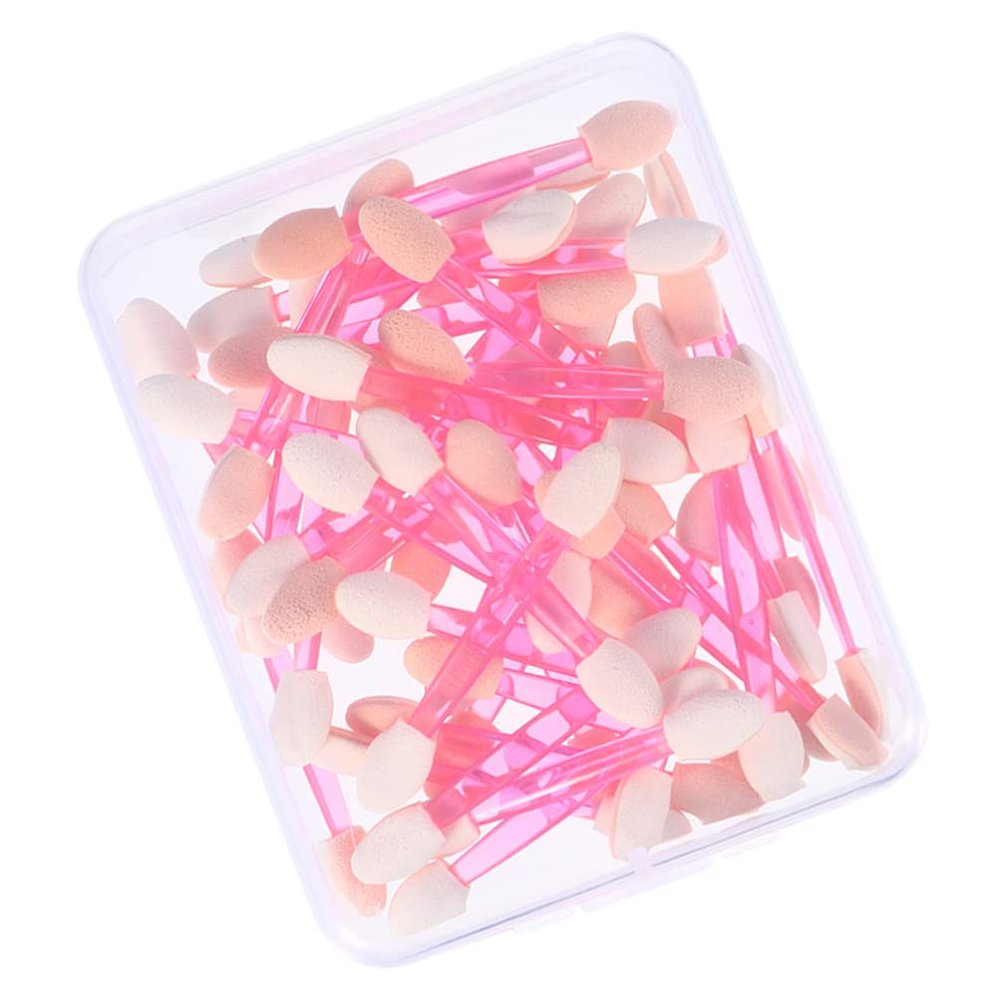 Beaupretty 50pcs Double Sided Eyeshadow Brushes Set Soft Latex Tips Plastic Sticks Makeup Tools for Eye Travel-friendly Daily Use