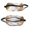 TropicalLife NIXUX Cosmetic Bag for Women White Flower Pattern Make up Bag Travel Waterproof Toiletry Bag Zipper Portable Small Pencil Brushes Bag with Handle Strap view 3