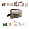 TropicalLife NIXUX Cosmetic Bag for Women White Flower Pattern Make up Bag Travel Waterproof Toiletry Bag Zipper Portable Small Pencil Brushes Bag with Handle Strap view 4