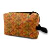 TropicalLife NIXUX Cosmetic Bag for Women Orange Flower Pattern Make up Bag Travel Waterproof Toiletry Bag Zipper Portable Small Pencil Brushes Bag with Handle Strap view 1