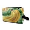 TropicalLife NIXUX Cosmetic Bag for Women Watercolor Banana Pattern Make up Bag Travel Waterproof Toiletry Bag Zipper Portable Small Pencil Brushes Bag with Handle Strap view 1