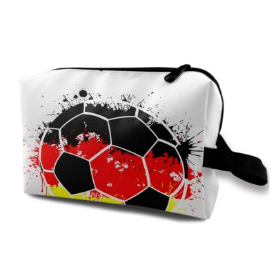 TropicalLife NIXUX Cosmetic Bag for Women A Symbol of Football In Germany Make up Bag Travel Waterproof Toiletry Bag Zipper Portable Small Pencil Brushes Bag with Handle Strap
