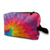 TropicalLife NIXUX Cosmetic Bag for Women Art Swirl Tie Dye Make up Bag Travel Waterproof Toiletry Bag Zipper Portable Small Pencil Brushes Bag with Handle Strap view 1