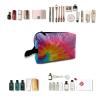 TropicalLife NIXUX Cosmetic Bag for Women Art Swirl Tie Dye Make up Bag Travel Waterproof Toiletry Bag Zipper Portable Small Pencil Brushes Bag with Handle Strap view 4