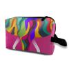 TropicalLife NIXUX Cosmetic Bag for Women Abstract Elephant Pattern Make up Bag Travel Waterproof Toiletry Bag Zipper Portable Small Pencil Brushes Bag with Handle Strap view 1